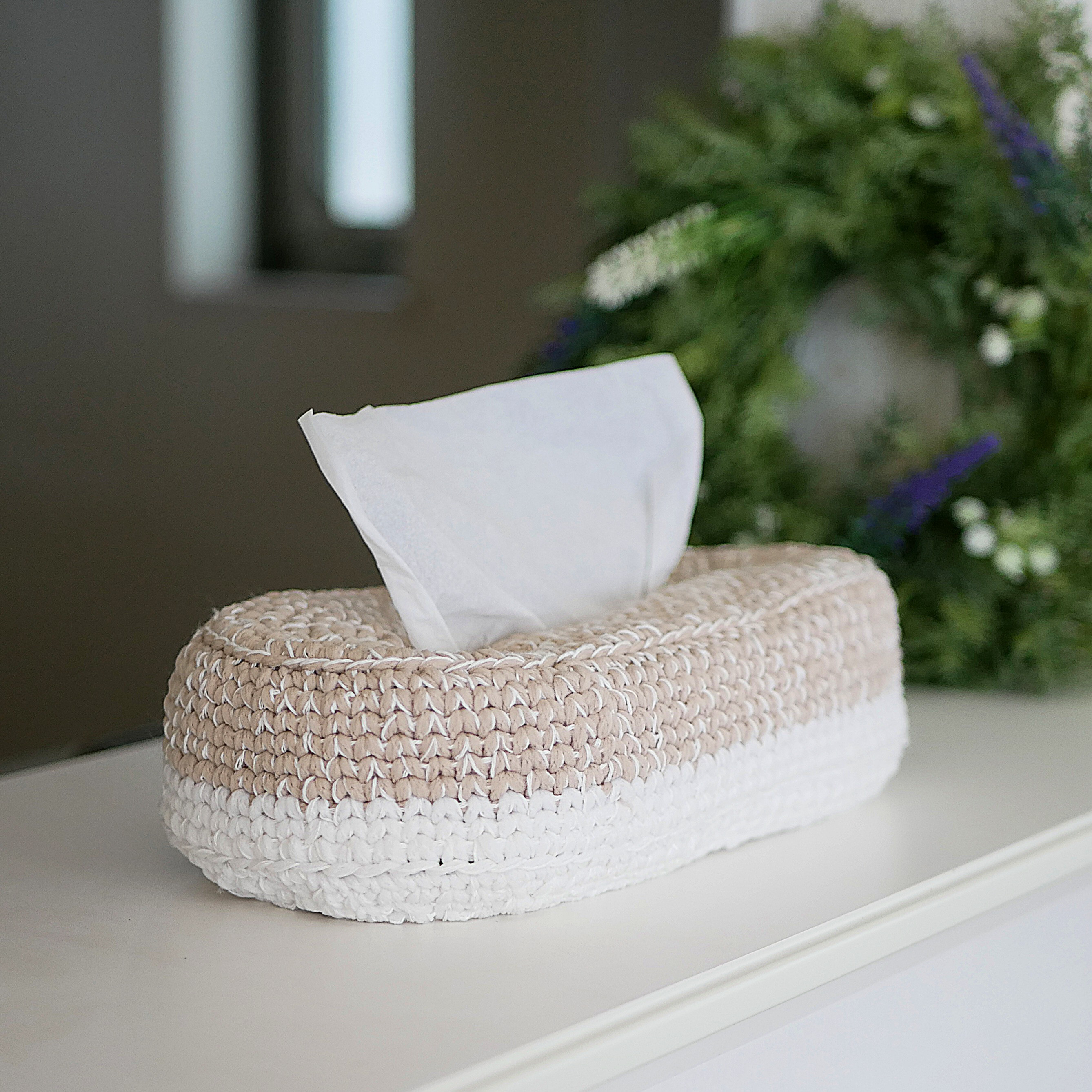 パンケーキトイレットペーパーカバー　ティッシュカバー　手編み