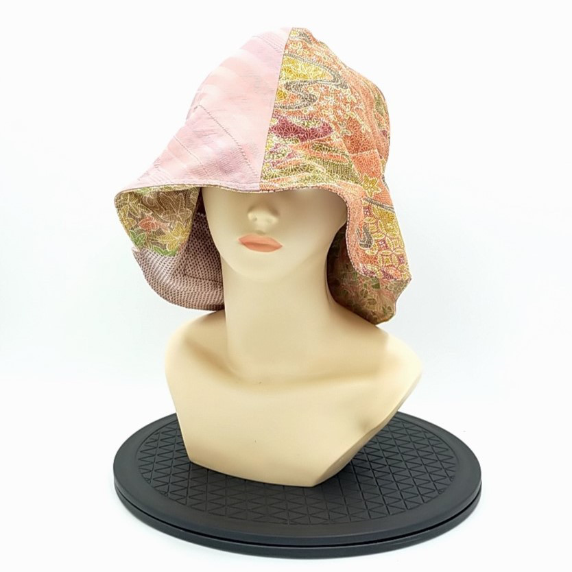 【送料無料】サウナハット　着物リメイク　リバーシブル　シルク100％　サウナ  アウトドア 　洗える　抗菌　色止め