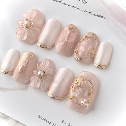 ネイルチップセット 7セット フラワーアート ぷっくりお花アートネイルチップ ドライフラワー 押し花 前撮り