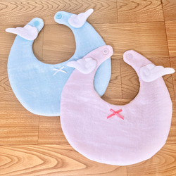 天使の羽 ベビースタイ 2枚セット ピンク✖️ブルー スタイ