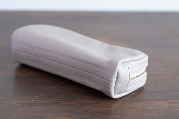 本革　化粧ポーチ　横長　グレージュ　シュリンクレザー　レディース　日本製　母の日　ミニポーチ　小物入れ　apo-06cs 7枚目の画像