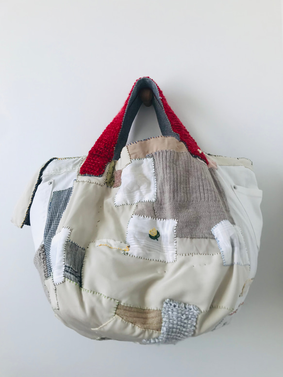 Bag   手縫いのバッグ　  一点もの　布製　スローファッション　ハンドメイド　2002 7枚目の画像