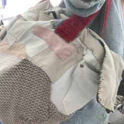 Bag   手縫いのバッグ　  一点もの　布製　スローファッション　ハンドメイド　2002 14枚目の画像