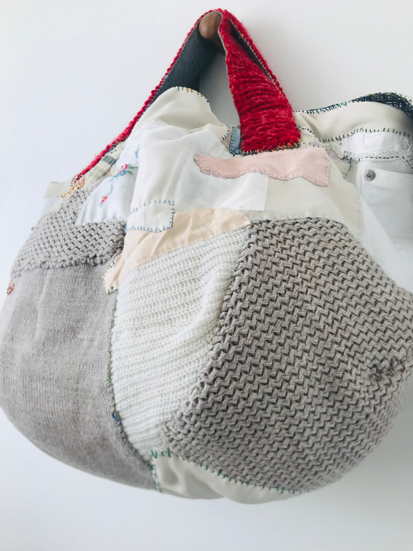Bag   手縫いのバッグ　  一点もの　布製　スローファッション　ハンドメイド　2002 6枚目の画像