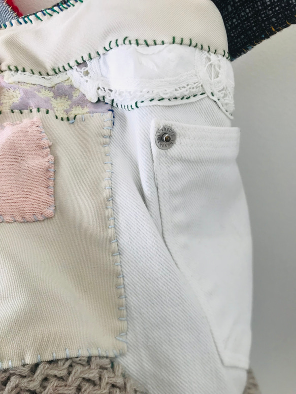 Bag   手縫いのバッグ　  一点もの　布製　スローファッション　ハンドメイド　2002 5枚目の画像
