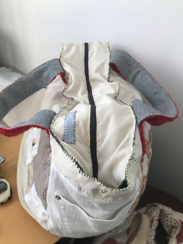 Bag   手縫いのバッグ　  一点もの　布製　スローファッション　ハンドメイド　2002 13枚目の画像