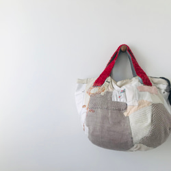 Bag   手縫いのバッグ　  一点もの　布製　スローファッション　ハンドメイド　2002 1枚目の画像