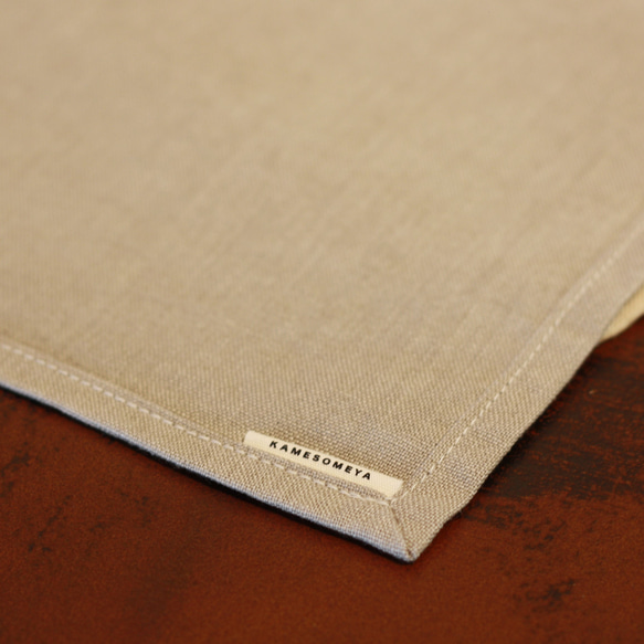 コーヒー染めランチョンマット/リネン100％/手染め/ベージュ/ブラウン/グレー/焦げ茶 3枚目の画像