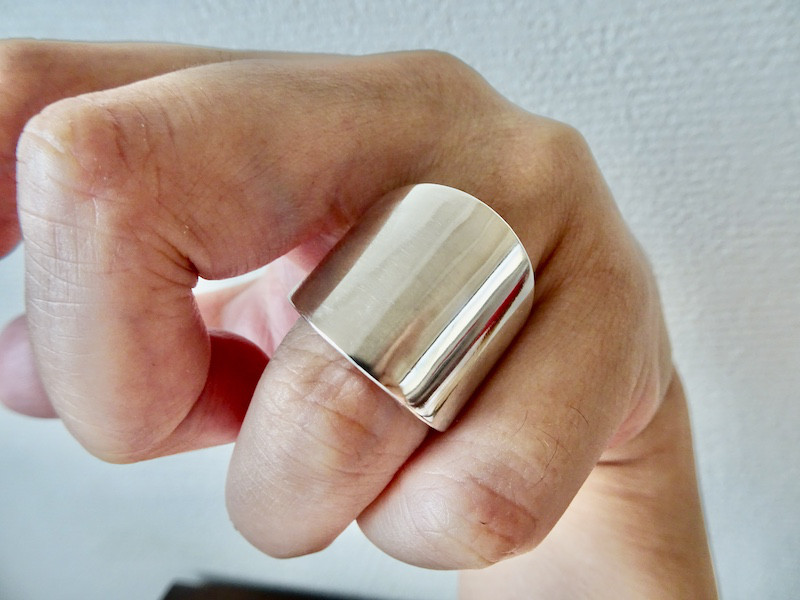 仁尾彫金『k18一粒万倍、幅3.5mm、平打リング』ハンドメイド295