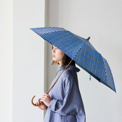 晴雨兼用】coccaの日傘雨傘 shima shima stripe 刺繍(折りたたみ