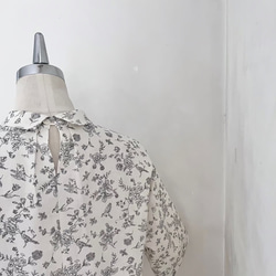 こかげシャツ　半袖　コットン　花鳥プリント　キナリ　＊暮らしの店sacchi＊ 4枚目の画像