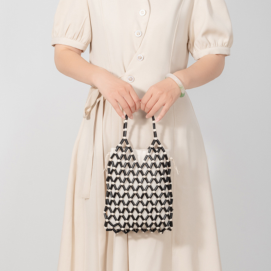 Fromバリ ビーズバスケット3点セット（ホワイト）