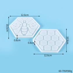 2個セット☆コースター 蜂 ハチ レジン型 ソフトモールド シリコンモールド UVレジン エポキシ樹脂 3枚目の画像