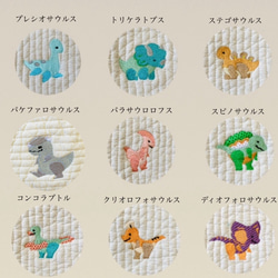 Mサイズ　ハピリーダイナソー　母子手帳ケース　カードポケット12ポケ　ヌビ　刺繍　 B6 ポケットタオルプレゼント　 2枚目の画像