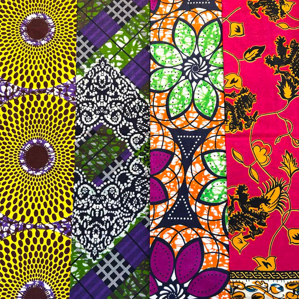 ハギレセット＊4枚組  生地  アフリカ布 アフリカン 小物作り ハンドメイド 手作り 手芸用品 布 2枚目の画像