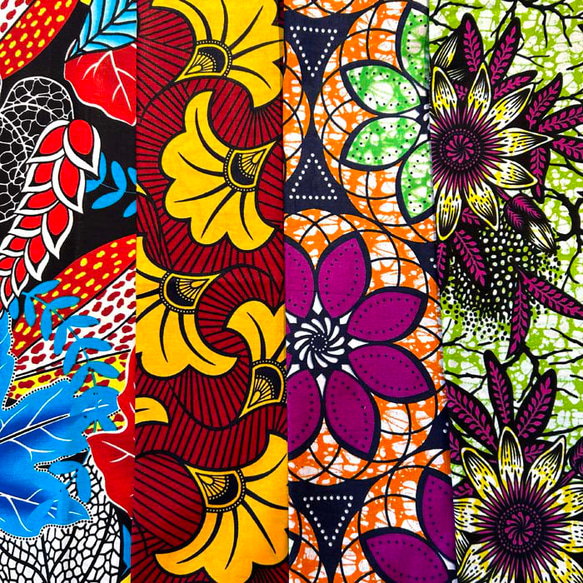 ハギレセット＊4枚組  生地  アフリカ布 アフリカン 小物作り ハンドメイド 手作り 手芸用品 布 2枚目の画像