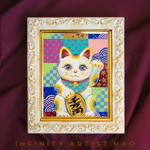 1点物絵画】F0 招き猫 まねき猫 ねこ ネコ 金 富 かわいい 風水 1点物絵画】F0 招き猫 まねき猫 ねこ ネコ 金 富 かわいい 風水