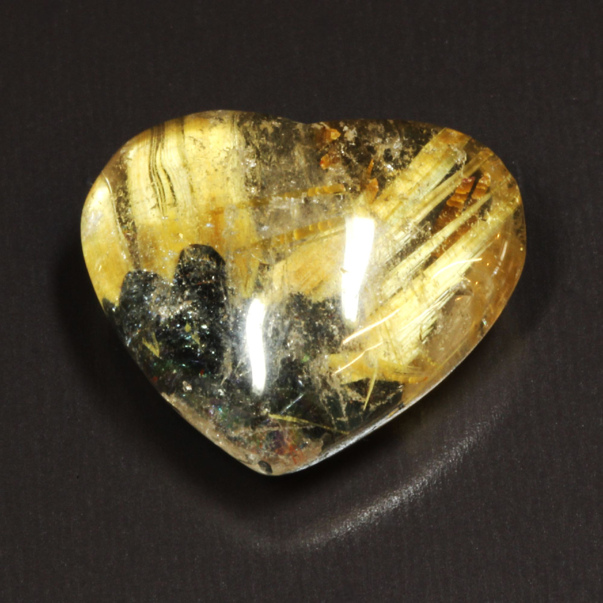 【情熱を感じるハート型ルース】一点物 レインボー太陽放射ルチル Ｌｇｔ３ 虹入り金針水晶のお守り効果 不思議な力 京海堂