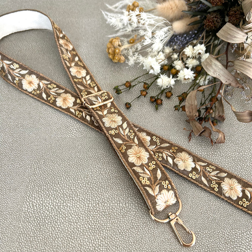 再販】ショルダーストラップ インド刺繍リボン スマホストラップ