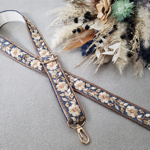 再販】ショルダーストラップ インド刺繍リボン スマホストラップ