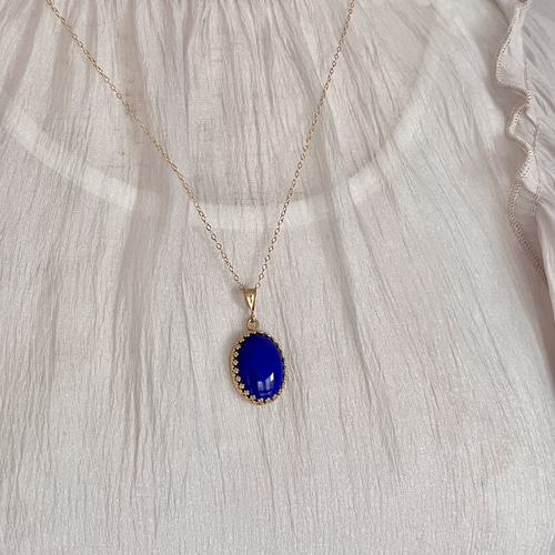 高品質ラピスラズリ☆ソーティング付き☆18×13mm☆天然石ネックレス