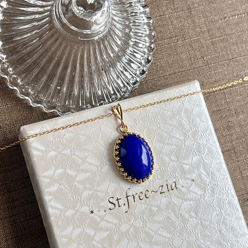 高品質ラピスラズリ☆ソーティング付き☆18×13mm☆天然石ネックレス