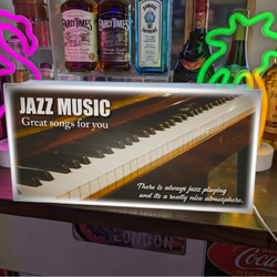 【Lサイズ】ジャズ ミュージック ピアノ カフェ ジャズ喫茶 ライブバー 壁掛け 照明 看板 置物 雑貨 ライトBOX 2枚目の画像