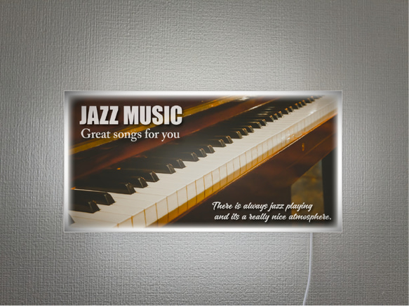 【Lサイズ】ジャズ ミュージック ピアノ カフェ ジャズ喫茶 ライブバー 壁掛け 照明 看板 置物 雑貨 ライトBOX 1枚目の画像
