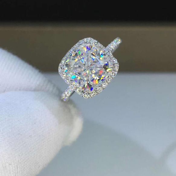 newカラー】輝く モアサナイト ダイヤモンド リング K18WG 指輪  