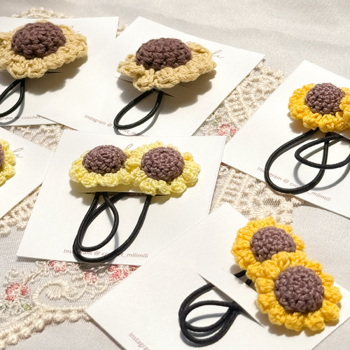 ヘアゴムベビーヘアクリップニコちゃんひまわり1〜2