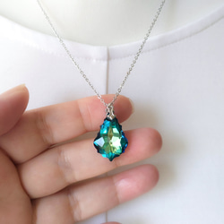 稀有顏色百慕達藍色巴洛克高品質水晶項鍊 耳環 2 件組母親節 第3張的照片