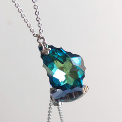 稀有顏色百慕達藍色巴洛克高品質水晶項鍊 耳環 2 件組母親節 第2張的照片