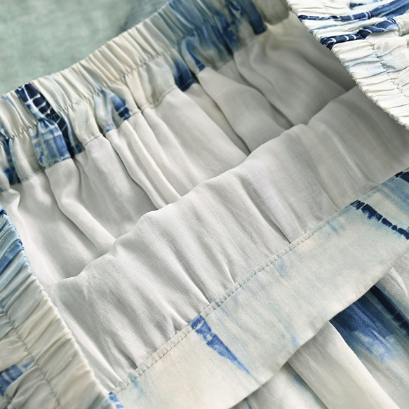 プリントリネンスカート　ゴムウエストリネンスカート　ブルーとパープル2色　フリーサイズ　L371 10枚目の画像