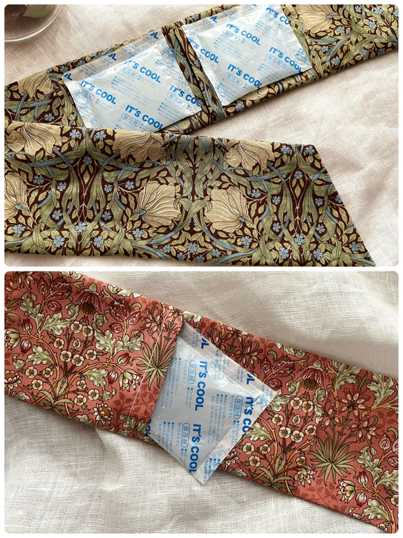 ウィリアムモリス　オトナのネッククーラー　サマースカーフ　保冷剤2個付き　ストール　いちご泥棒　ピンパーネル　ヒヤシンス 2枚目の画像