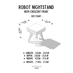ブルー/イエローの手描きの引き出し前部が付いたエキサイティングなナイトスタンド - Robot 'Crescents' 5枚目の画像
