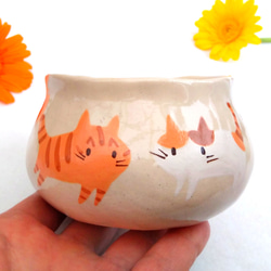 猫の集会に参加したい！イラスト・マグカップ２５０ｍｌ　楽しいネコの陶器　在庫１点 9枚目の画像