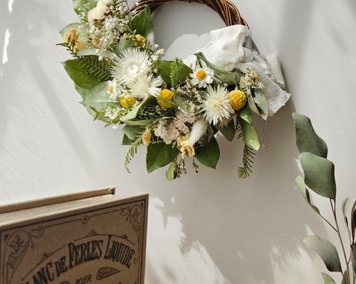 ドライフラワーリース レモンリーフ 壁掛け ギフト プレゼント