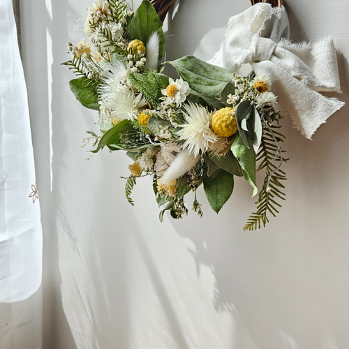 ドライフラワーリース レモンリーフ 壁掛け ギフト プレゼント