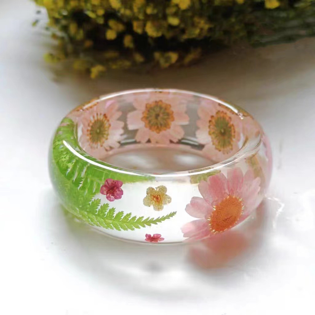 ハンドメイド 花 草木 バングル リストバンド ブレスレット ドライフラワー 透明 恋人 誕生日記念日 プレゼント