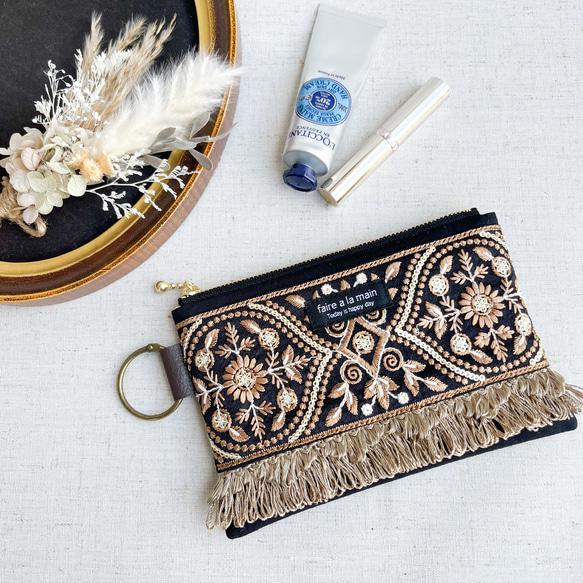 269 りあん様おまとめインド刺繍リボン巾着バックフリルポーチ