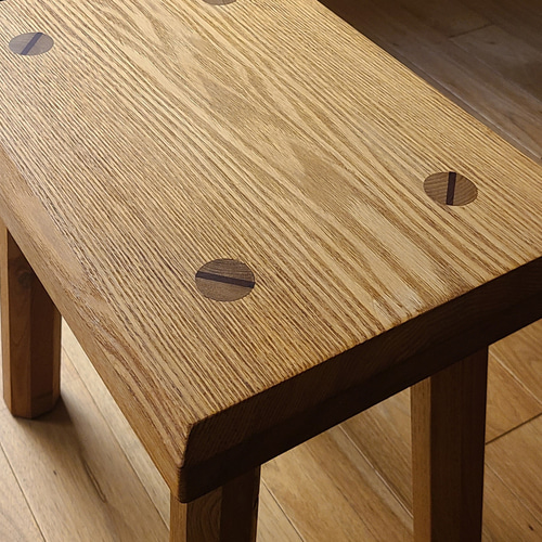 1点限り】厚み4センチ贅沢な一枚板スツール タモ 八角脚 ミニテーブル