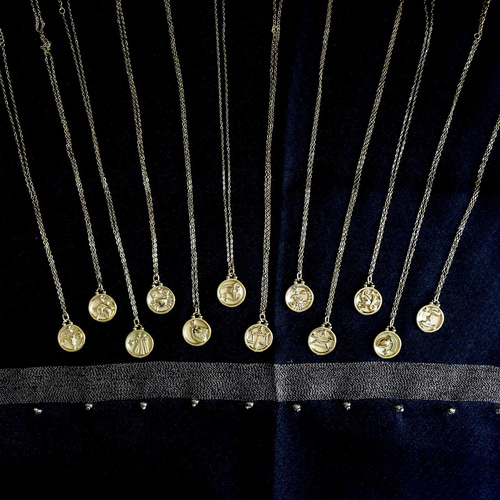 12星座のコインネックレス ステンレスチェーン ゴールド ネックレス