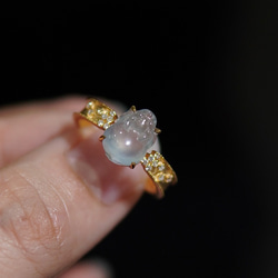 24-31 受注製作 上品 氷種 k18金ゴールド リング 指輪 天然 本翡翠 貔貅 6枚目の画像