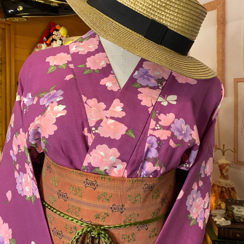 和洋折衷 浴衣 リメイク ワンピース ドレス 帯サッシュベルト