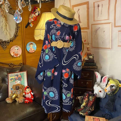 浴衣5点おまとめ売り　踊り　和装小物リメイク 和洋折衷 浴衣 リメイク ワンピース ドレス レトロ 古着 和