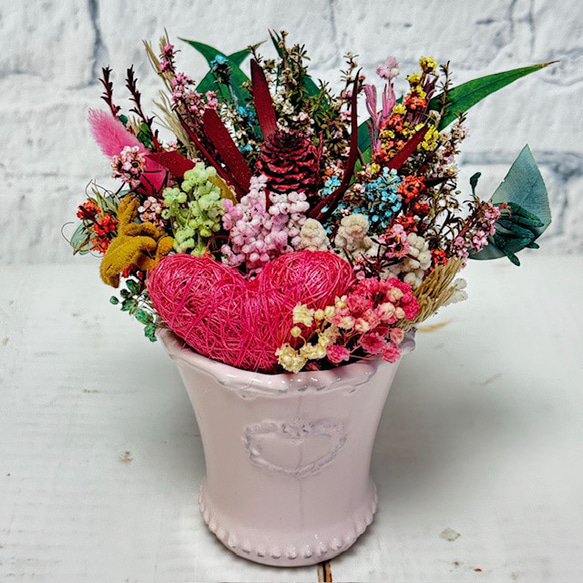 プリザーブドフラワーのハートアレンジ 敬老の日 誕生日 ハンドメイド