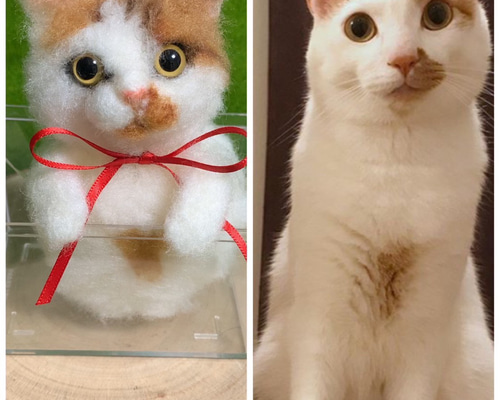 羊毛フェルト猫 オーダーマスコット ふわネコ 羊毛フェルト nosaki
