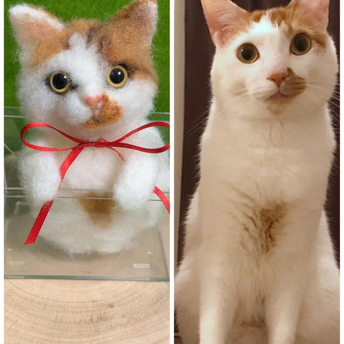 羊毛フェルト猫 オーダーマスコット ふわネコ 羊毛フェルト nosaki