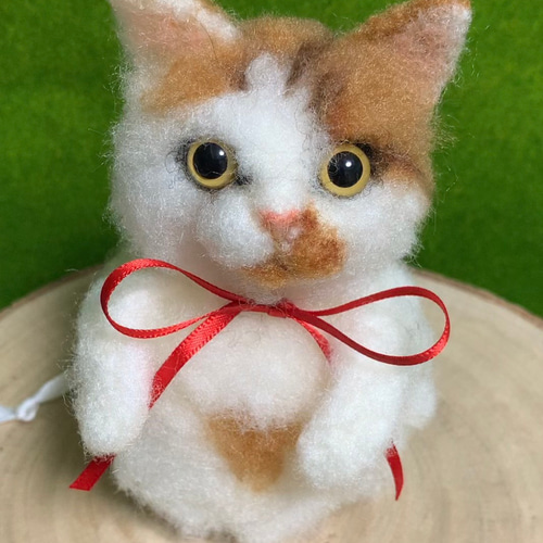 羊毛フェルト猫 オーダーマスコット ふわネコ 羊毛フェルト
