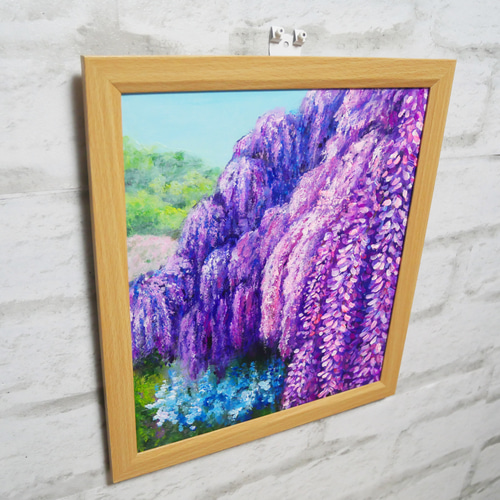 油絵 油彩 油彩画 絵 絵画 【流れ咲く藤の花】 絵画 HR 通販